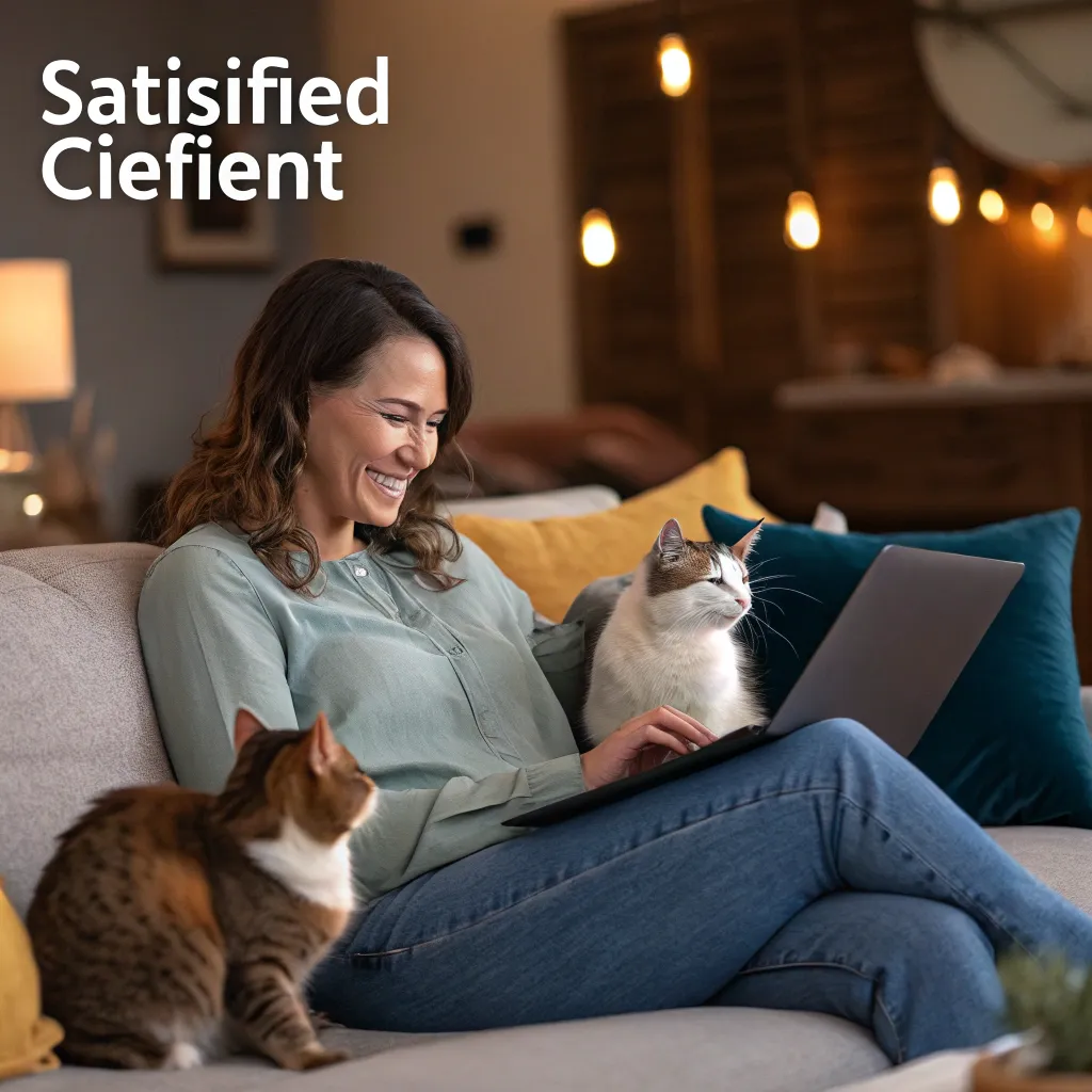 Satisfied client with two cats